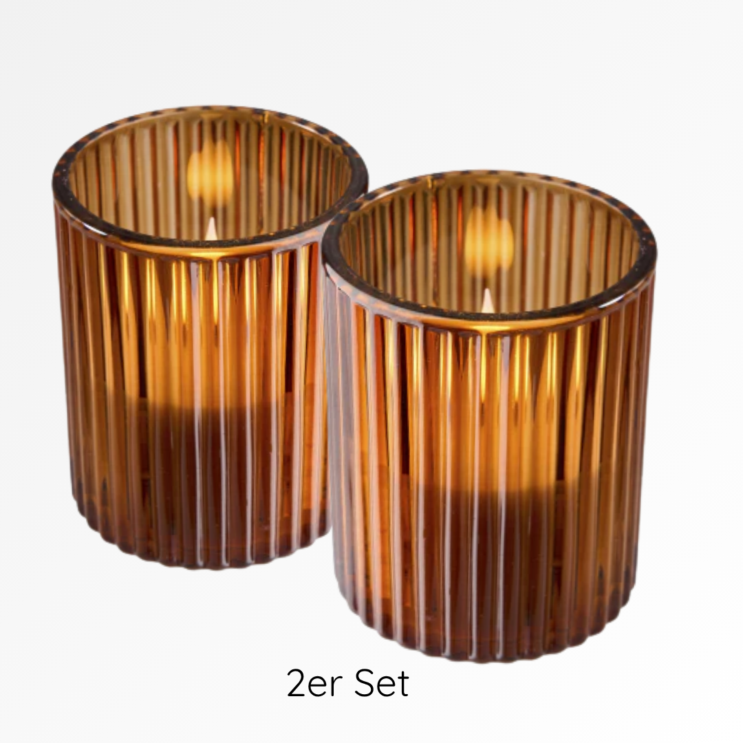 LED Kerze im Glas "Aurora Amber" 11cm Braun 1 oder 2er Set - Wohnen auf dem Land