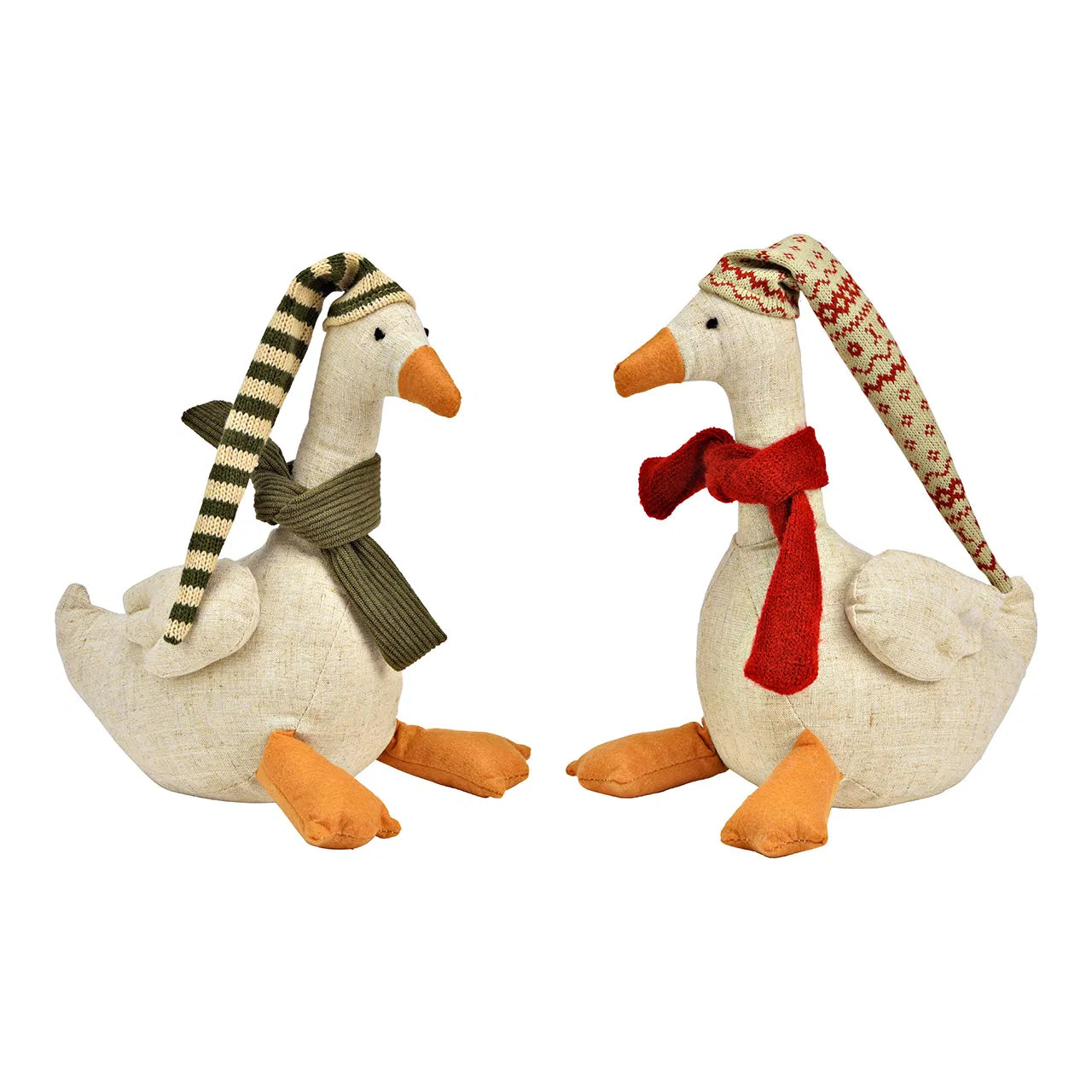 Deko Weihnachtsente Türstopper "Erwin & Gerda" Textil grün rot 26cm