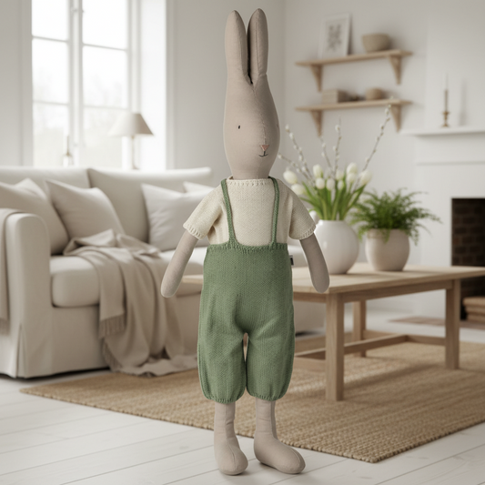 Kaninchen "Gestricktes Hemd und Overall" Klassisch Größe 5 - 70cm
