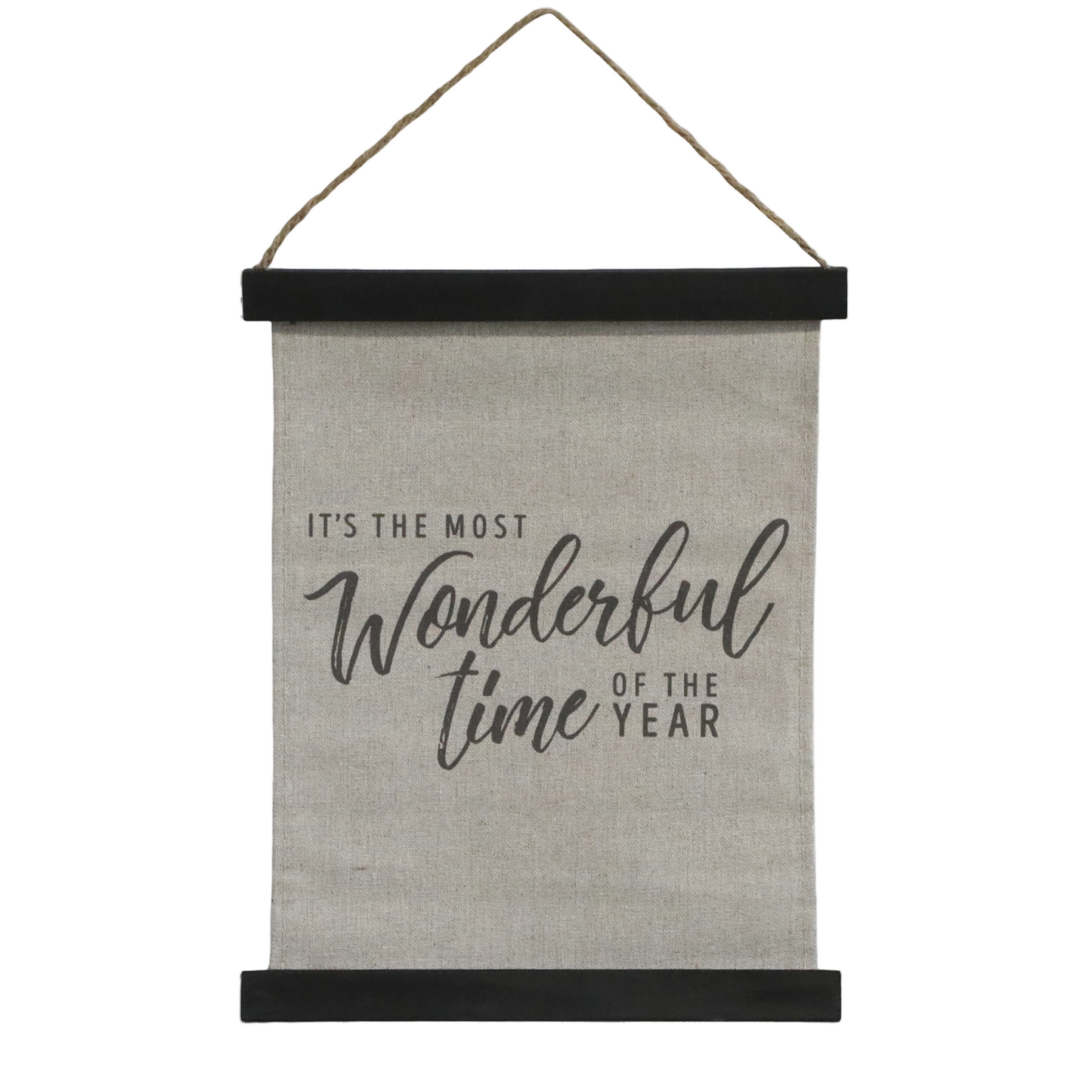 Leinwand Bild Deko "It's the most wonderful time of the year" Aufhänger Holz antique schwarz