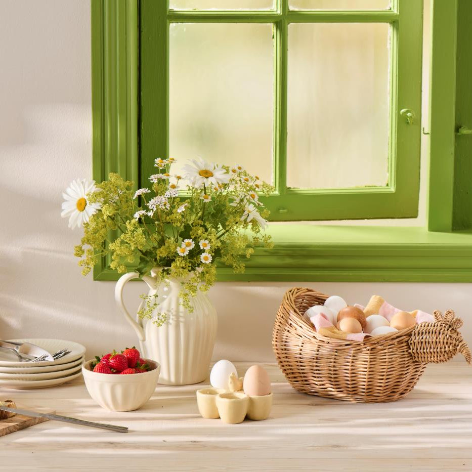 Eierhalter für 5 Eier "Hennys" Steingut Butter Cream 12cm