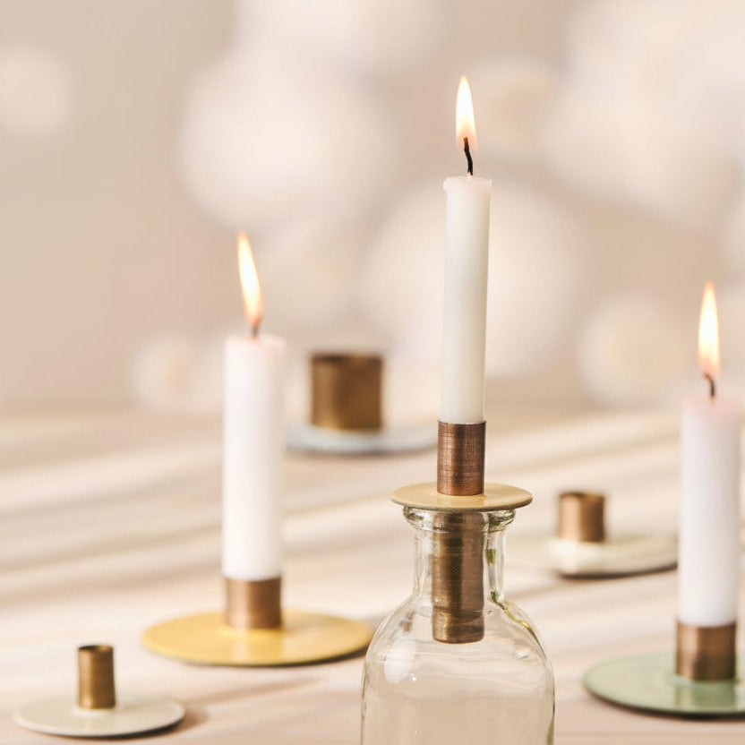 Kerzenhalter Flaschenstecker „Juna“ Metall Butter Cream für Stabkerzen Ø13mm