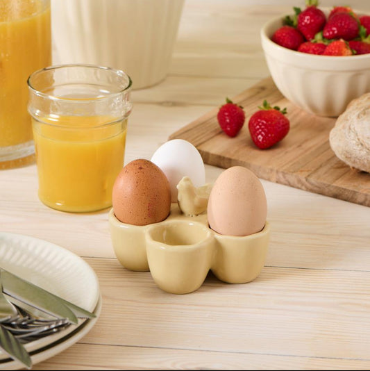 Eierhalter für 5 Eier "Hennys" Steingut Butter Cream 12cm