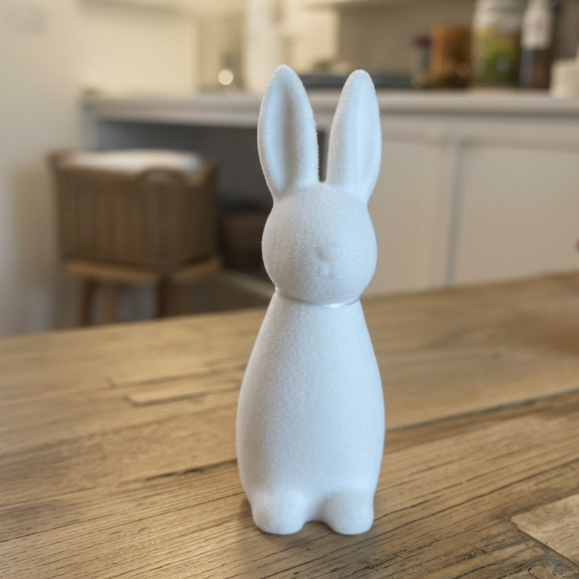 Hase stehend „Minimal“ beflockt weiß 15cm - Wohnen auf dem Land