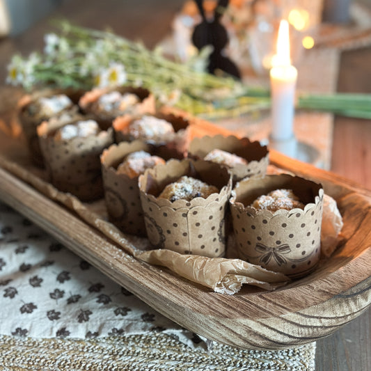 Ovales Holz-Tablett "Ligno" von Wohnen auf dem Land, naturfarbenes Molle Tablett, 50 cm lang, handgefertigtes Holztablett