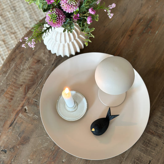 Metall-Tablett "Nola Sand" von Wohnen auf dem Land, beige, Ø30cm, dekorative Schale für Zuhause