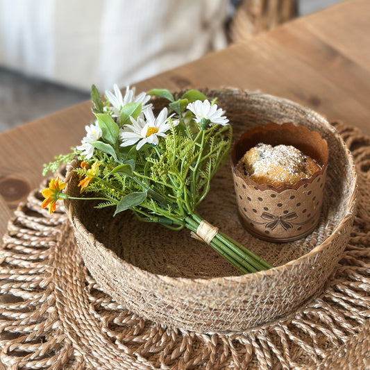 Drei natürliche Seegrasschalen Körbe im Set "Batam" von Wohnen auf dem Land, handgefertigt für Dekoration und Aufbewahrung.