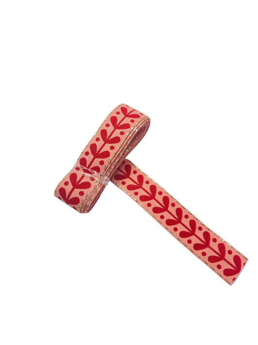 Dekoband "Misteln" Rosa Rot 15mm