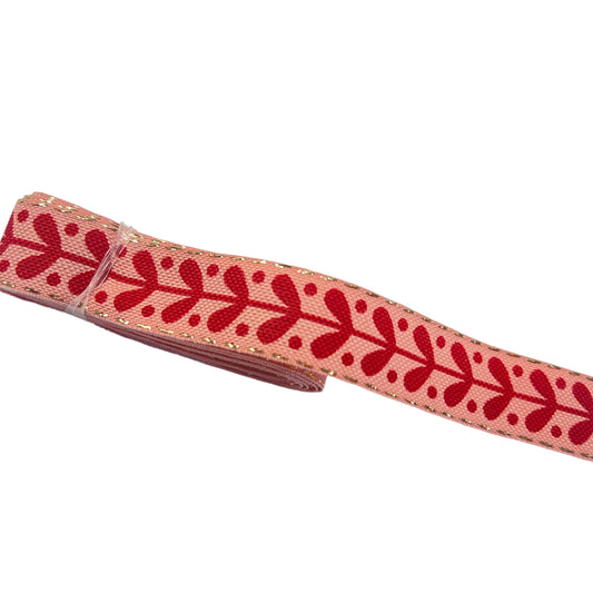 Dekoband "Misteln" Rosa Rot 15mm