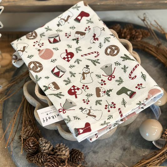 Geschirrtuch "Christmas Allover" Weihnachten Dekor Weiß Grün