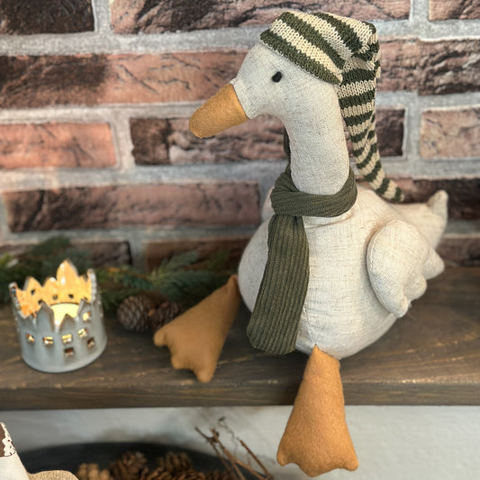 Deko Weihnachtsente Türstopper "Erwin & Gerda" Textil grün rot 26cm