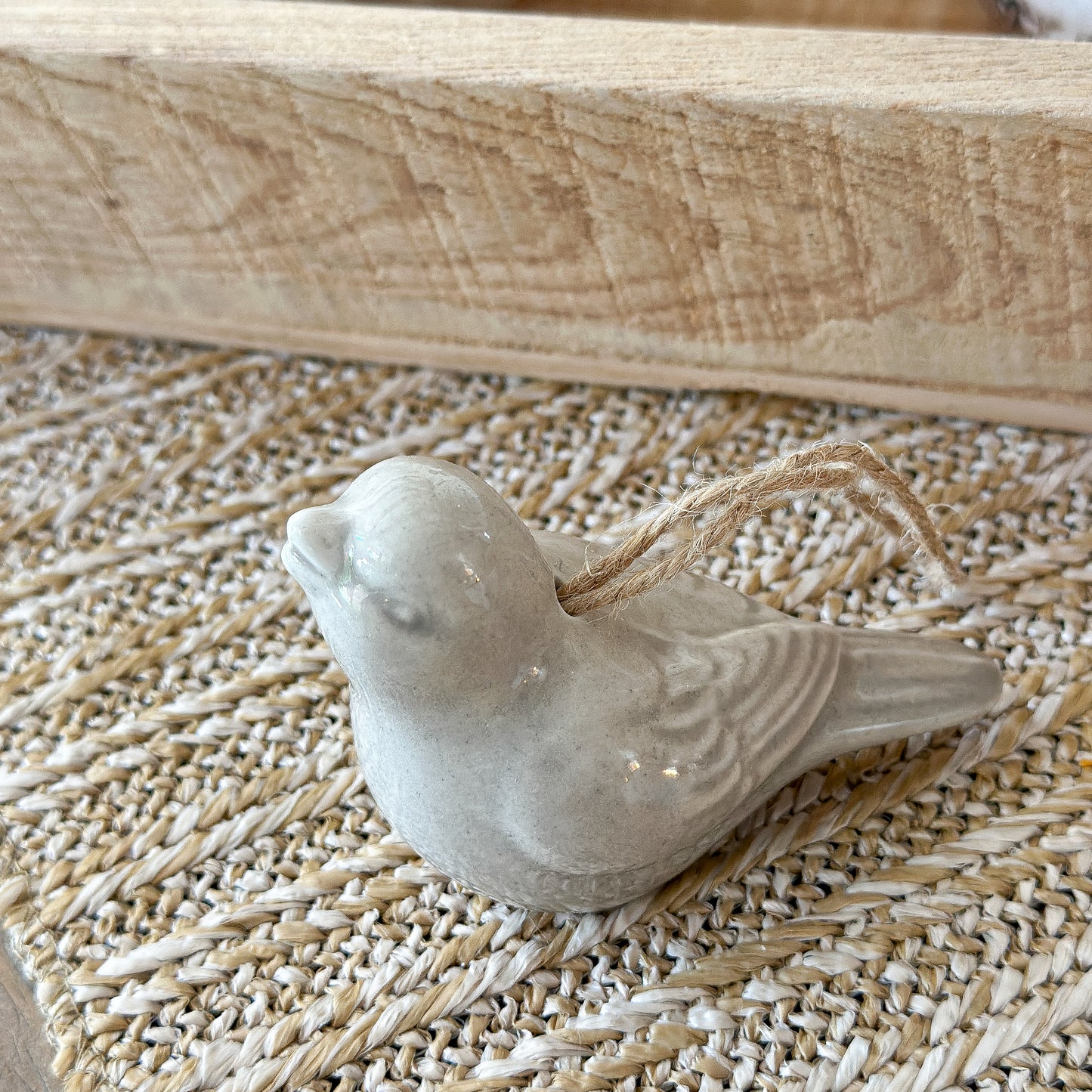 Anhänger Deko "Vogelduett" Vögel Porzellan beige 2er Set