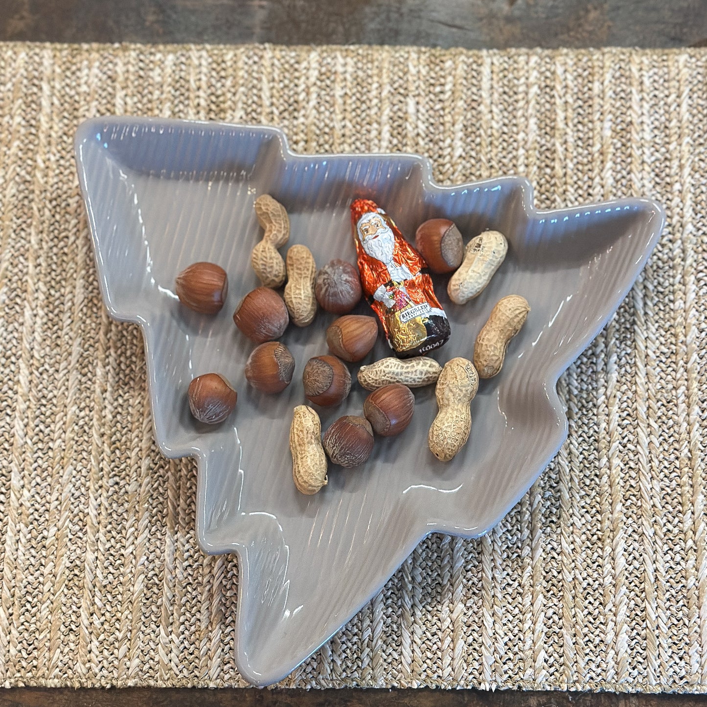 Schale Weihnachten "Tanne" Keramik Grau 27x26cm *Restposten*