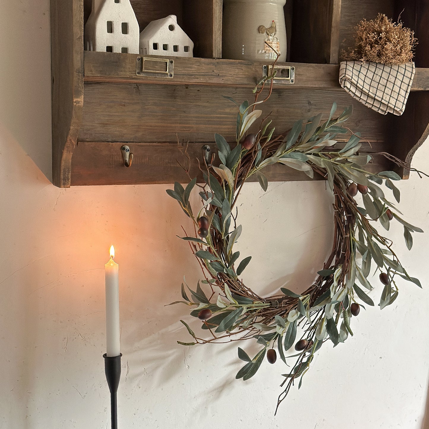 Kranz Olivenzweige "Fleur" Echtkranz mit künstlicher Olive 42cm