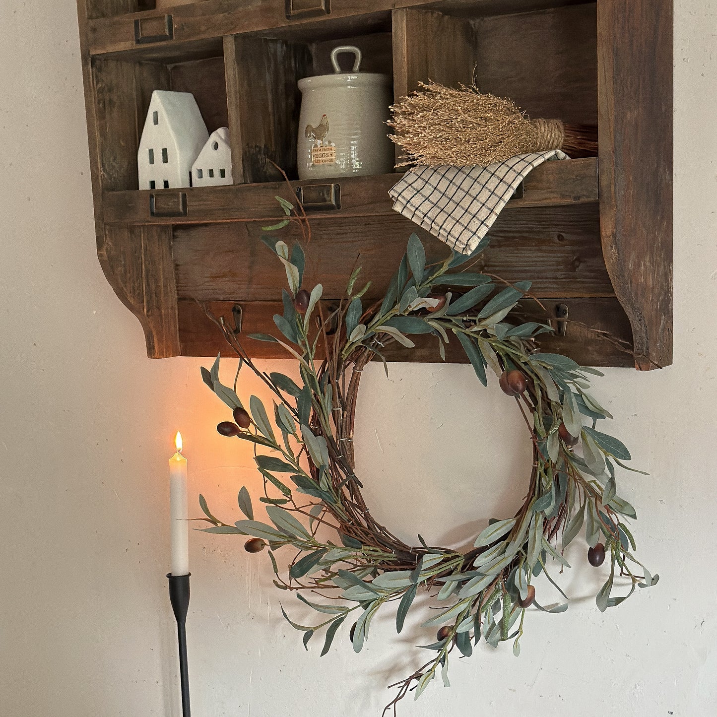 Kranz Olivenzweige "Fleur" Echtkranz mit künstlicher Olive 42cm