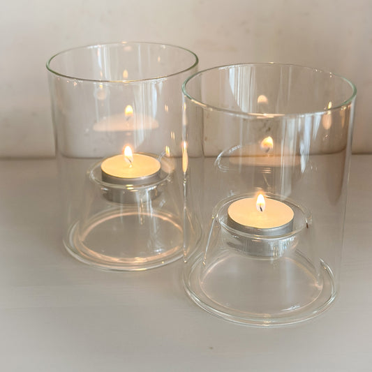 Teelichthalter 2er Set "Hygge Duo" Glas klar 9cm