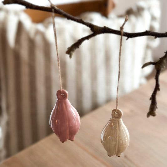 Aufhänger Deko Blütenform "Blooming" Keramik 2er Set