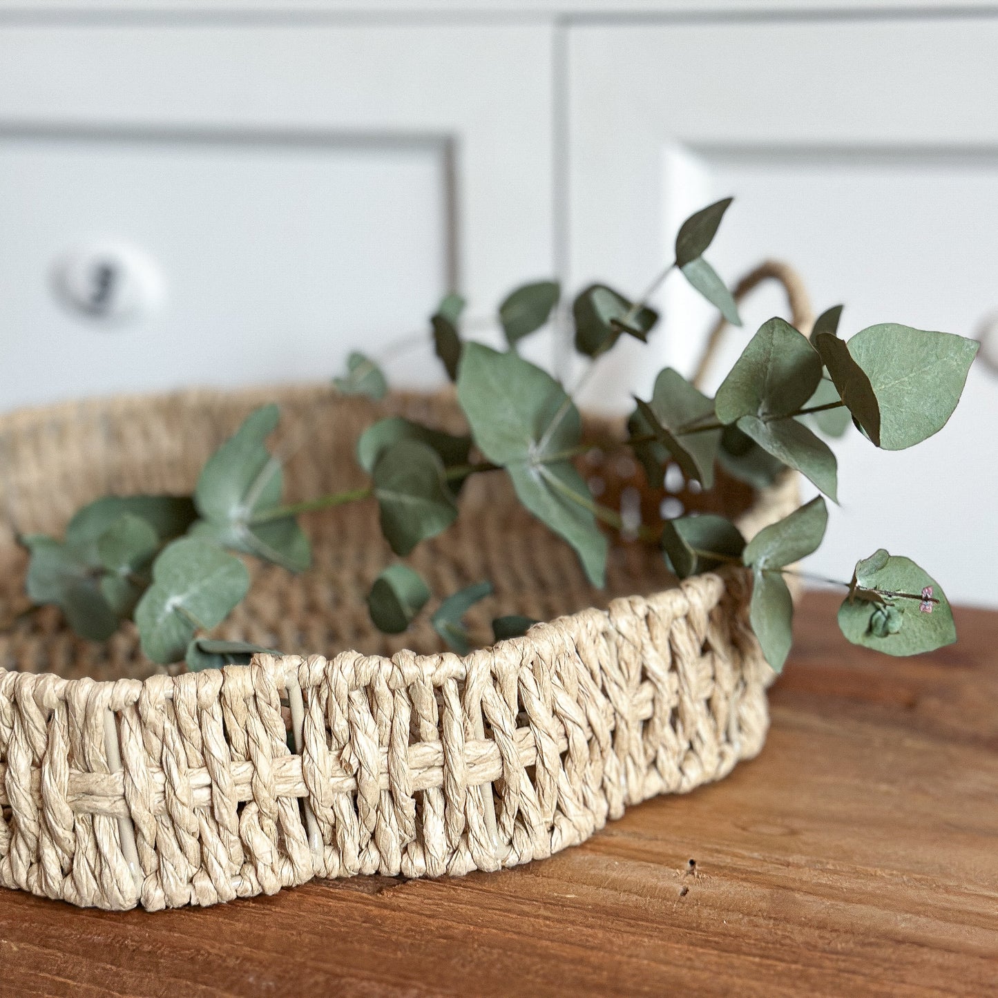 Deko Tablett "Wavy" Blumenform Natur Ø30cm