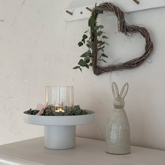 Herz Kranz "Willow Heart" Slim Grau-Weiß 28cm