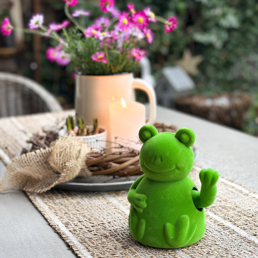 Deko Winke Frosch "Freddy" Beflockt Grün - Wohnen auf dem Land