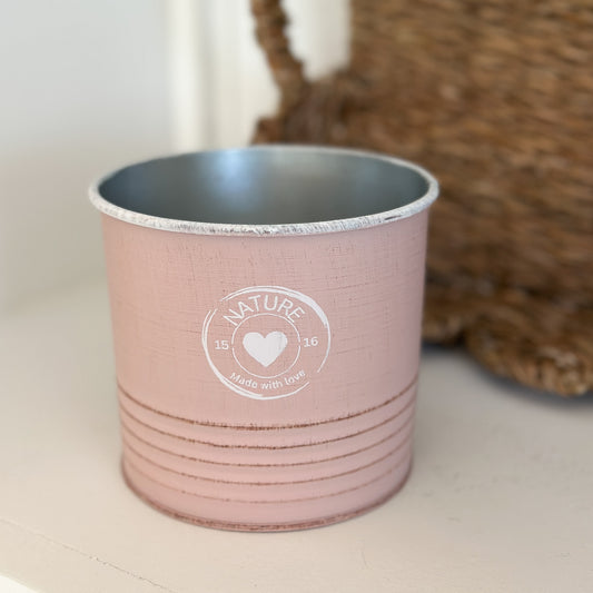 Dose Vase Pflanzpot "Herzstück" Metall Vintage 4 Farben