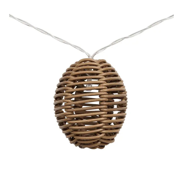 Außen-Lichterkette mit Timer, 180cm Polyrattan Natur, schwarz, für Garten und Terrasse, von Wohnen auf dem Land