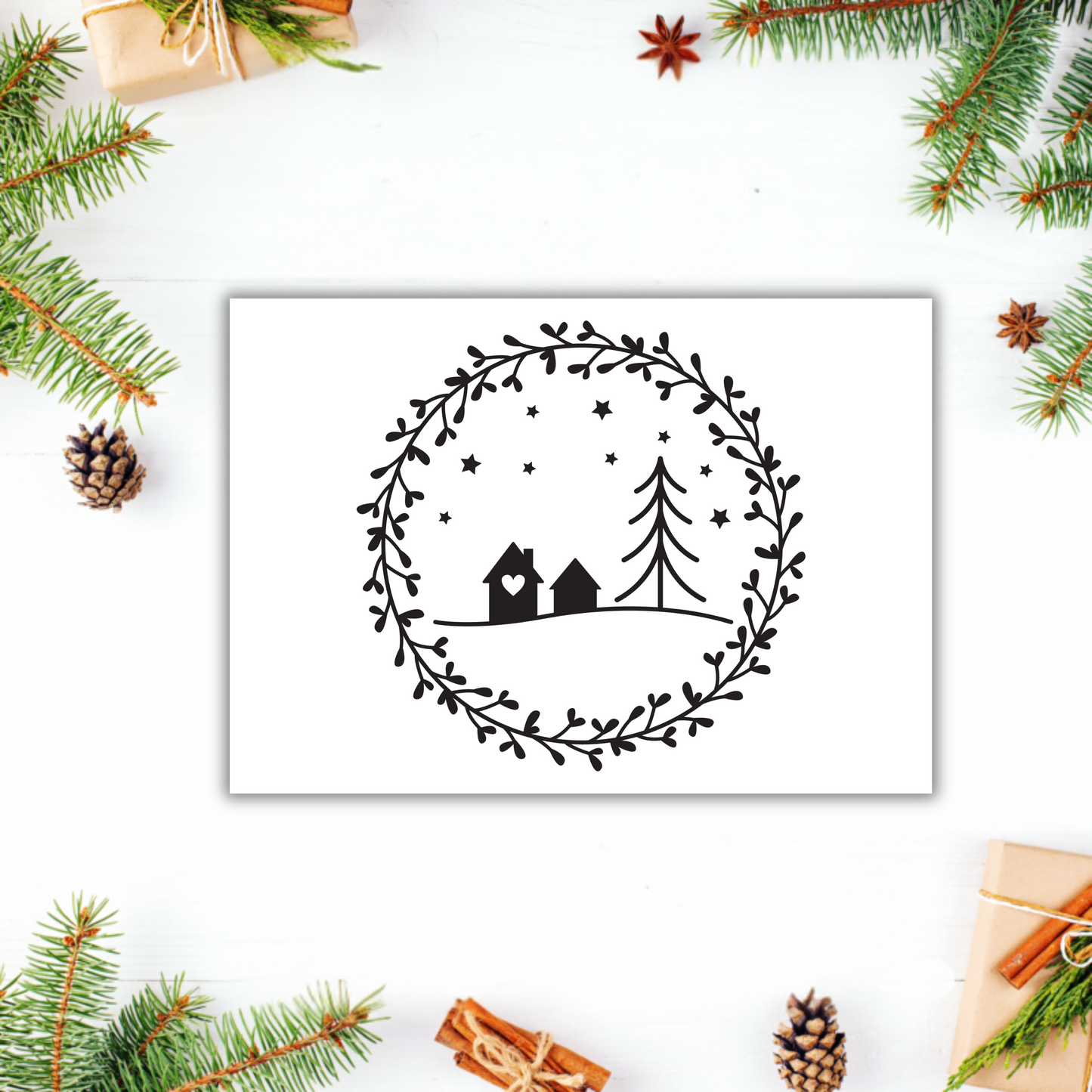 Aufkleber Kranz "Winterwelt" S/W - Wohnen auf dem Land