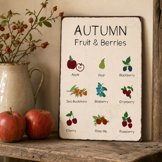 Metallschild "Autumn Fruit & Berries" Metall 20cm