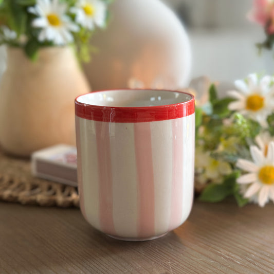 Keramiktasse "Sunny" von Wohnen auf dem Land, glasiertes Keramikdesign, 250ml Fassungsvermögen, zwei Designs sichtbar