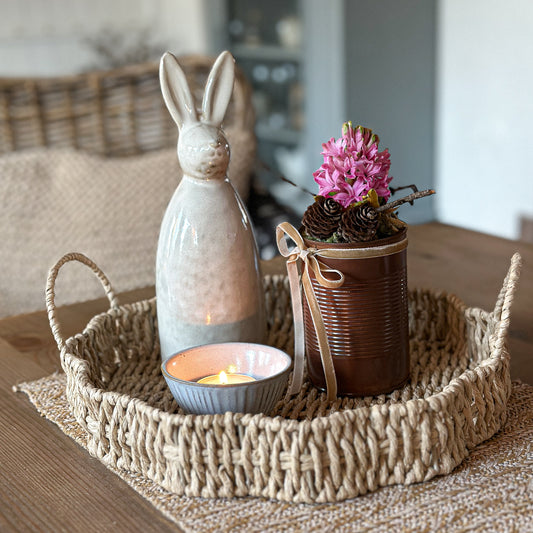 Deko Tablett "Wavy" Blumenform Natur Ø30cm - Wohnen auf dem Land