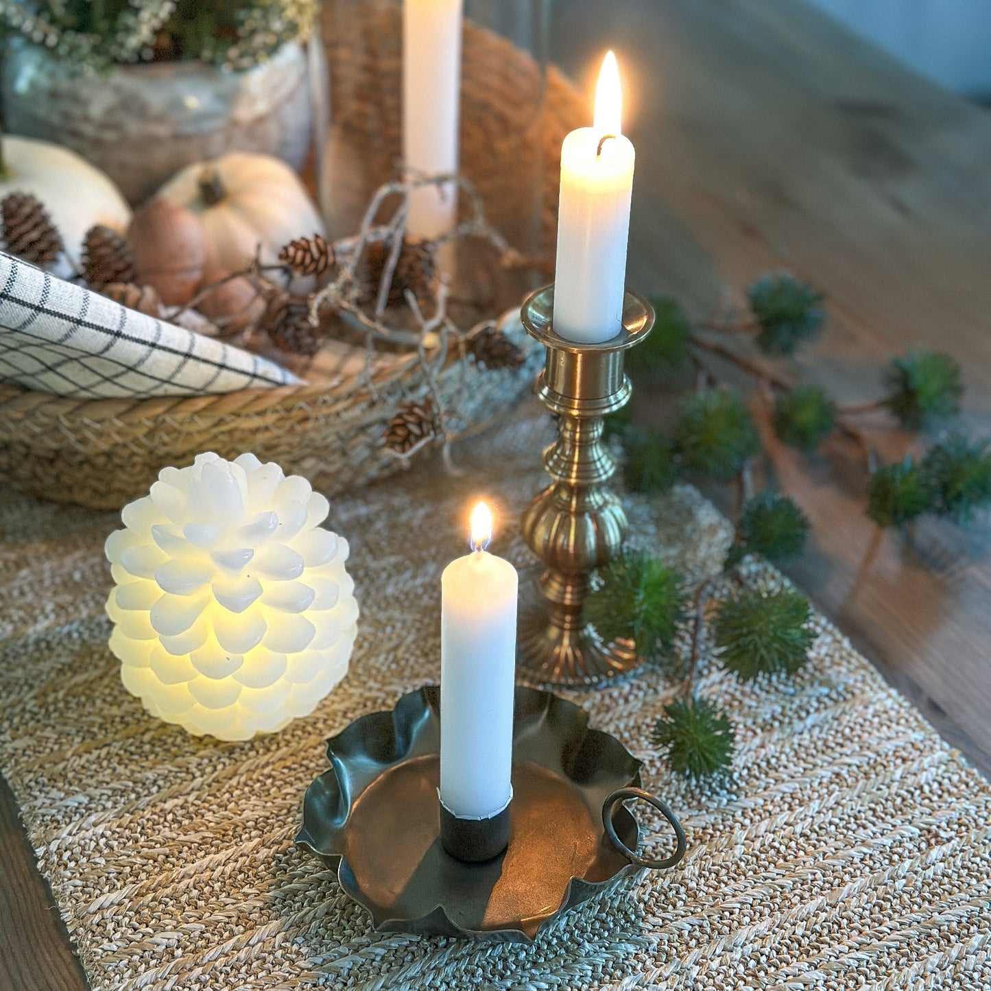 Kerzenhalter Kammerleuchter "Le Halo" für Stabkerzen Antique Messing - Wohnen auf dem Land