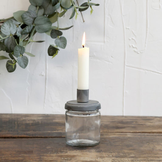 Kerzenhalter "Veronique" Glas Metall Vintage Zink 10cm - Wohnen auf dem Land