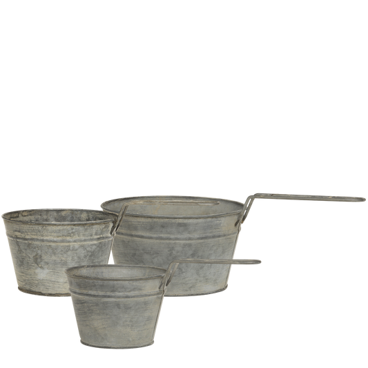 Blumentopf Pflanzpot "Antique" Zink Antik Grau 3er Set - Wohnen auf dem Land