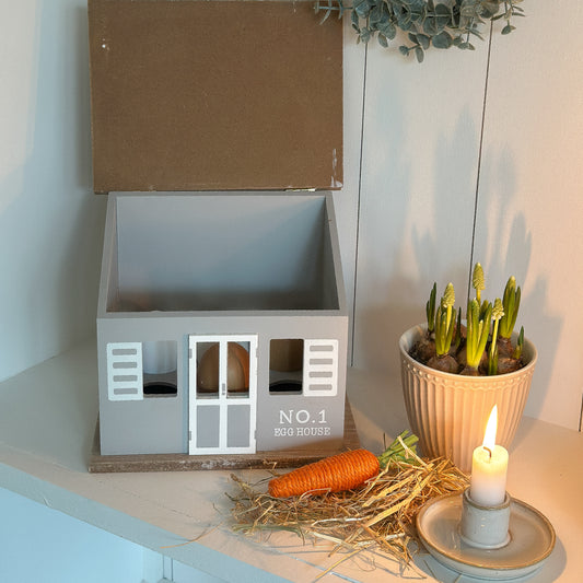 Mini Eierbox für 6 Eier "House" Vintage Holz 18cm - Wohnen auf dem Land