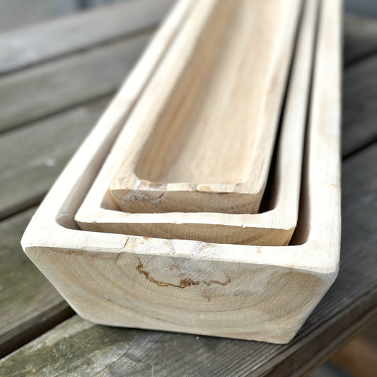 Schale Trog "Molle" Holz länglich 3er Set - Wohnen auf dem Land