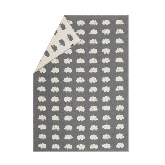 David Fussenegger Decke Plaid "Schäfchen" Flanell filz mélée 130x200cm - Wohnen auf dem Land