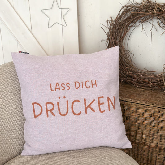 David Fussenegger Kissen "Lass dich drücken“ Hell Viola 50x50cm - Wohnen auf dem Land