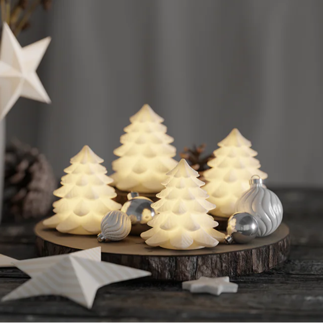 LED Tannenbaum "Hvid Juletræer" Weiß 7cm 4er Set - Wohnen auf dem Land