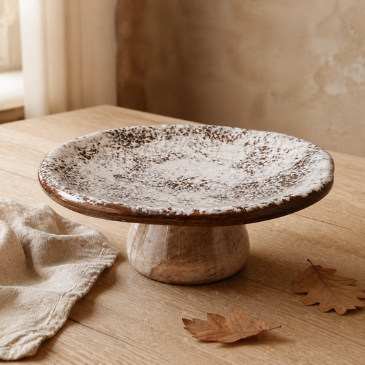 Etagere „Pilz“ Keramik Braun Creme 21cm – 02 ambiente nah