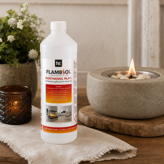 FLAMBIOL Bioethanol 1L als Zubehör für Stone Fire Tischfeuer
