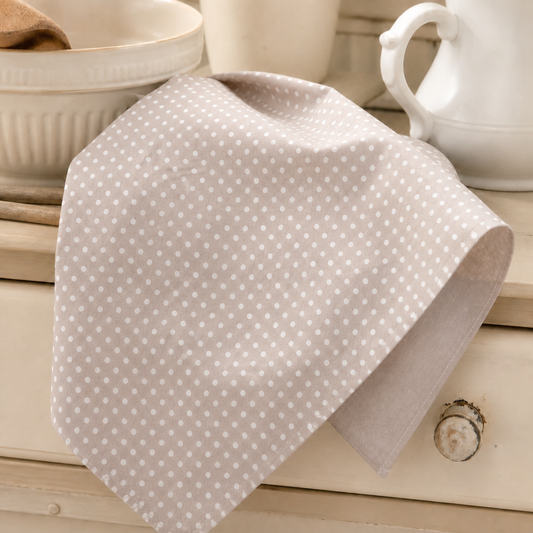 Geschirrtuch "Dotty" Beige Punkte Baumwolle 70cm – Ambiente nah ohne Spitzenkante