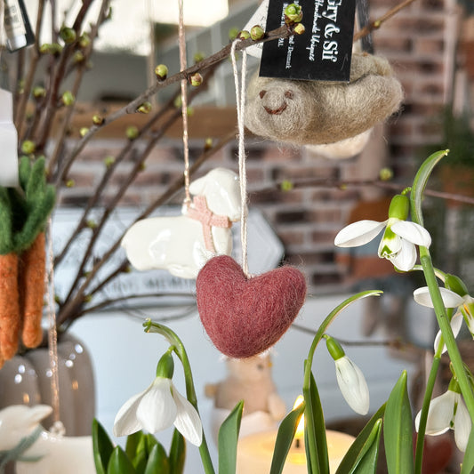 Anhänger Herzen "Dusty Red" Filz 6er Set - Wohnen auf dem Land