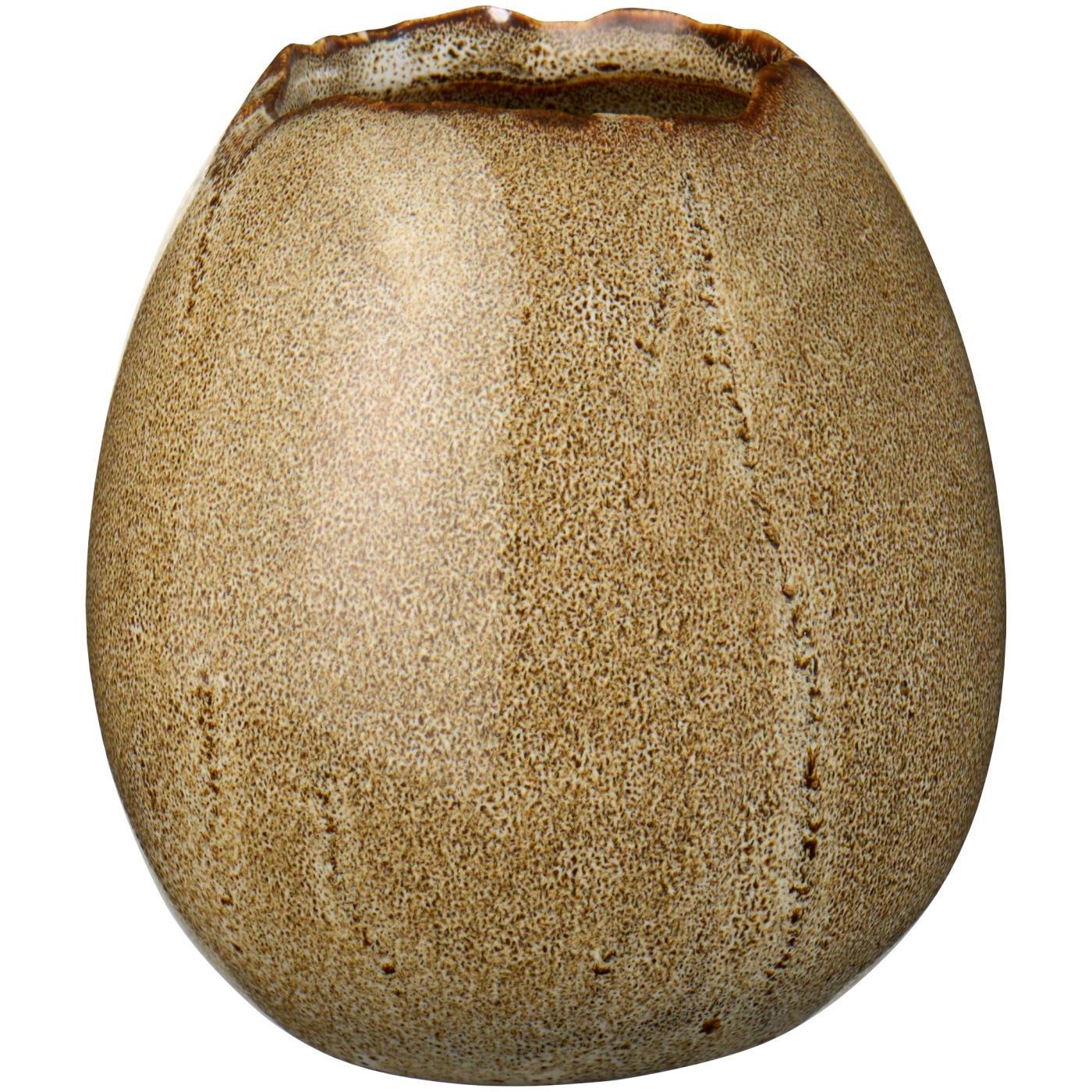 Große Keramik Blumenvase Eiform „Bloom“ von IB Laursen in cremefarbener, glasierter Oberfläche mit drei Farbvarianten.