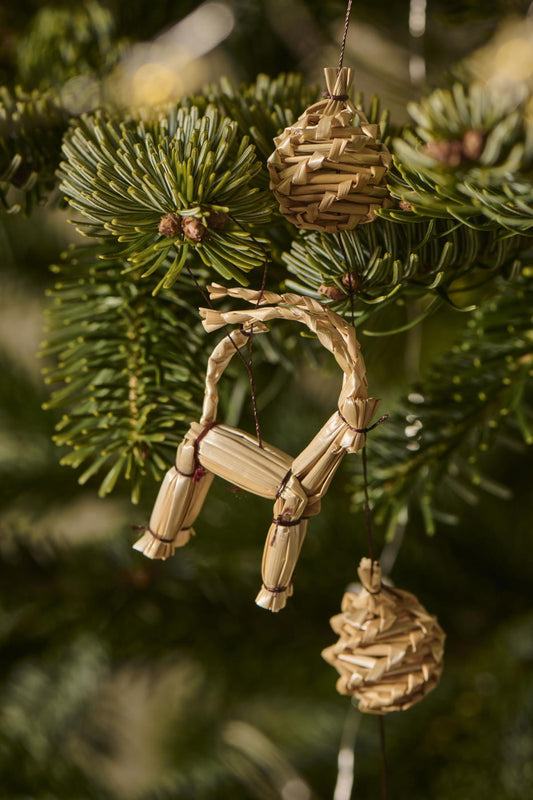 Girlande mit 11 Zapfen "Stillenat" Stroh Natur 150cm 2er Set - Wohnen auf dem Land