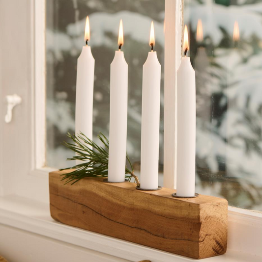 Kerzenhalter für 4 x 2,2 cm Kerzen Holzblock UNIKA - Wohnen auf dem Land