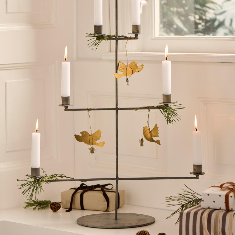 Kerzenhalter für 6 x 2,2 cm Kerzen Stillenat Zink grau - Wohnen auf dem Land