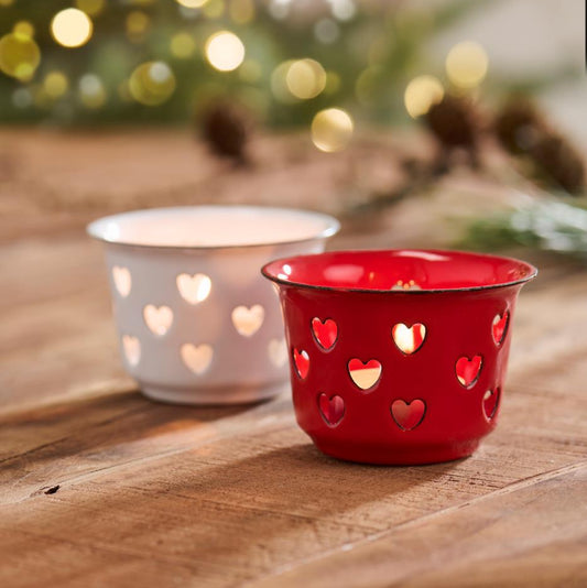 Teelichthalter Schale „Candle Kiss“ Emaille 2 Farben - Wohnen auf dem Land