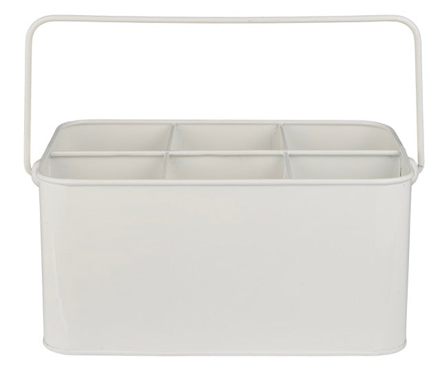 Kiste Sortierbox Organizer "Landhaus" 6 Fächer Henkel Metall weiß - Wohnen auf dem Land