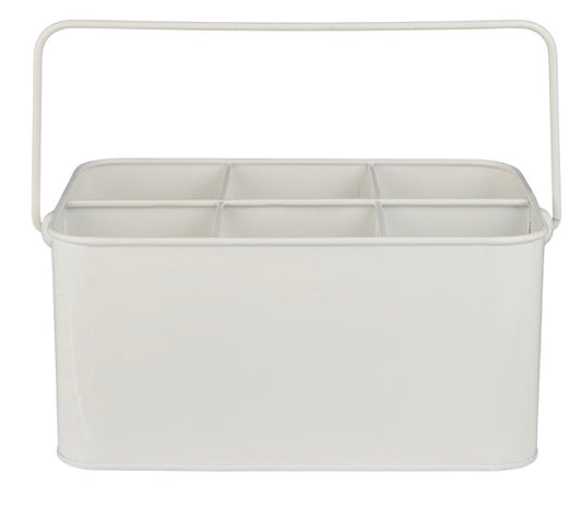 Kiste Sortierbox Organizer "Landhaus" 6 Fächer Henkel Metall weiß - Wohnen auf dem Land