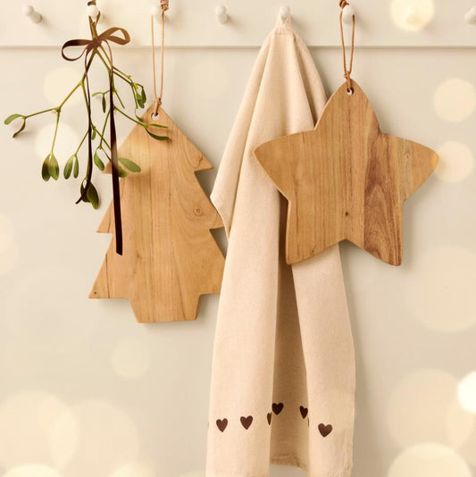 Geschirrtuch „Johanne“ natur mit braunen Herzen - Wohnen auf dem Land